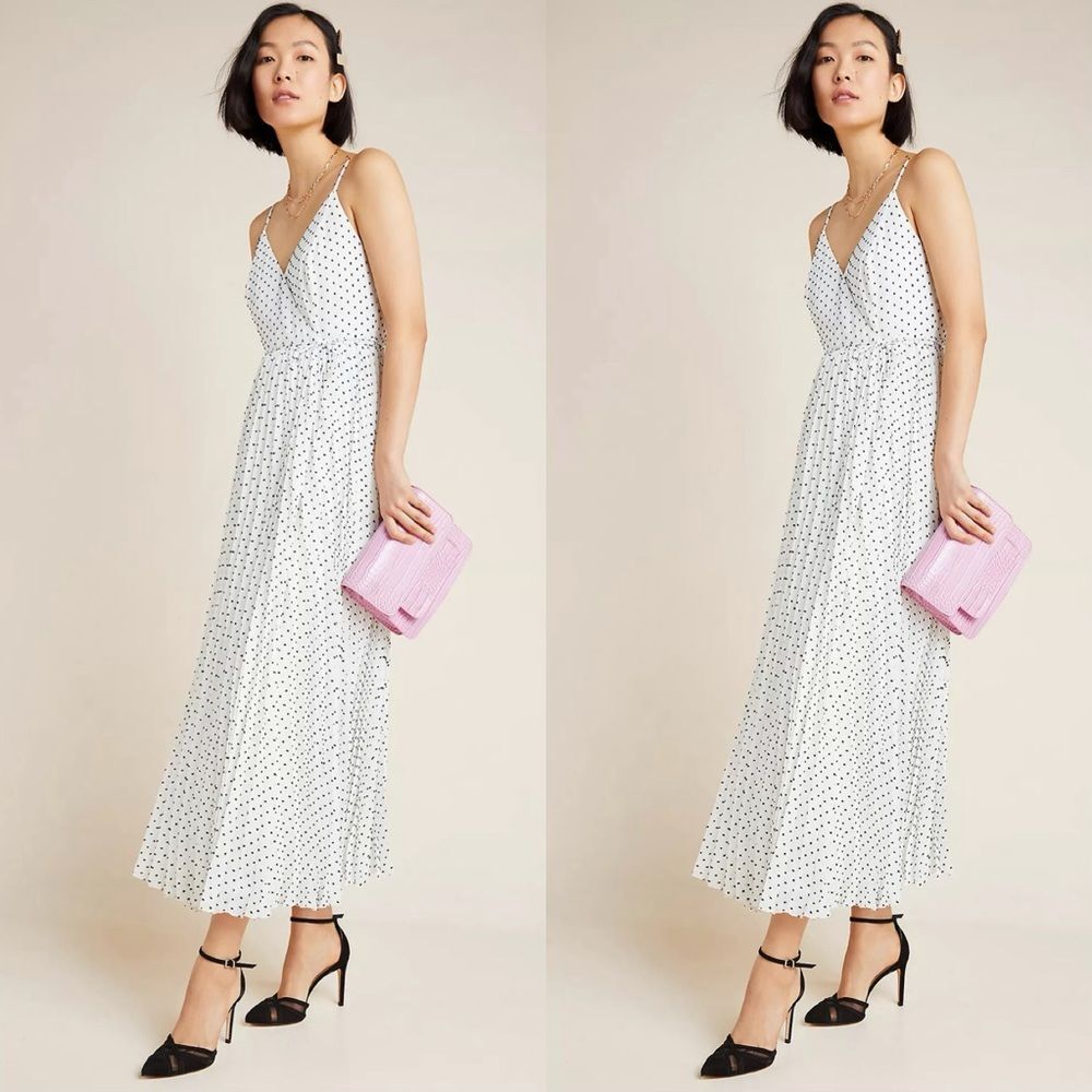 Anthropologie Marilyn Pleated Wrap Maxi Dress